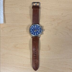 Shinola Brown Leather Strap Men's Watch with Blue Dial